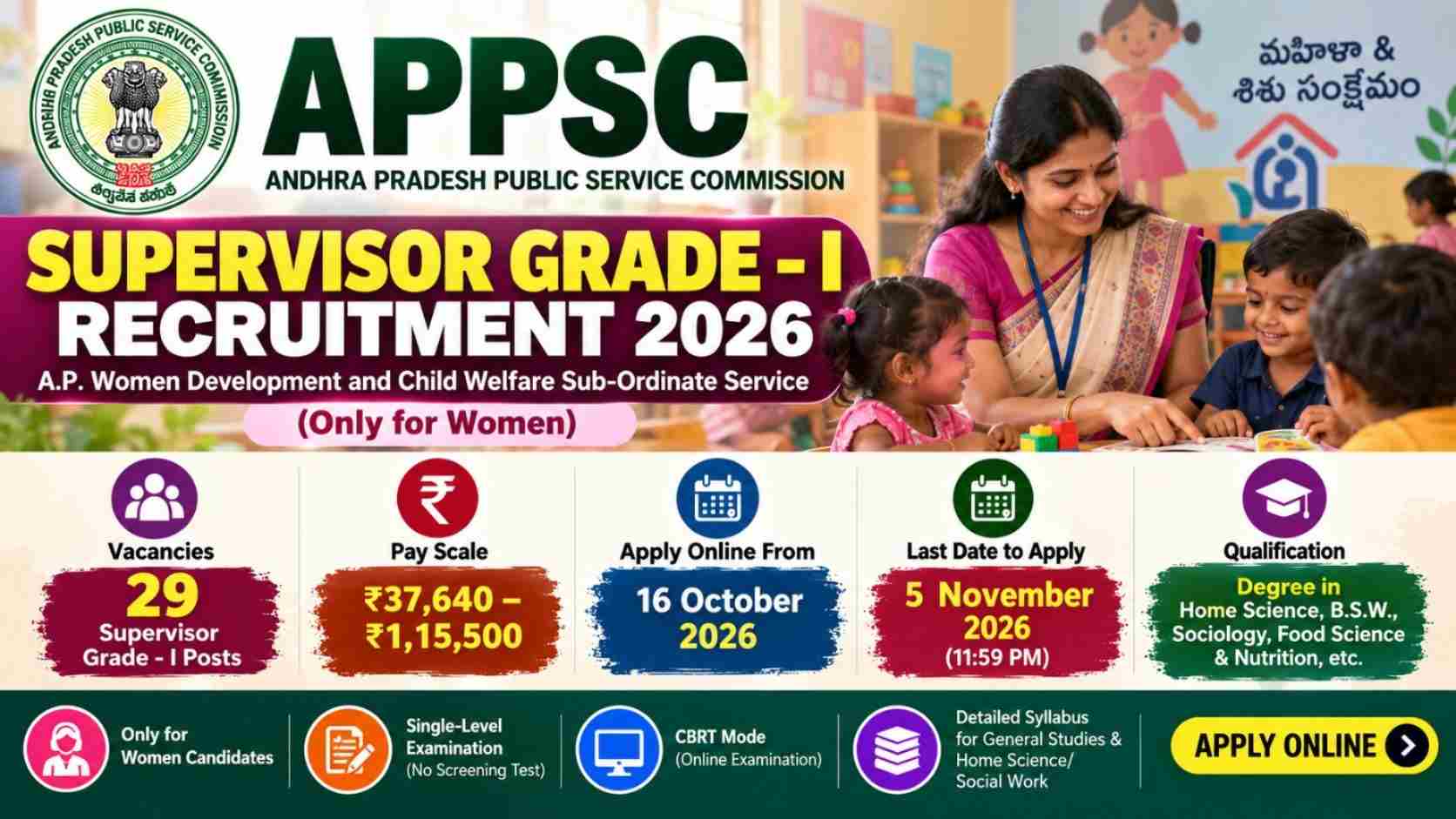 APPSC Supervisor Grade 1 Recruitment 2026